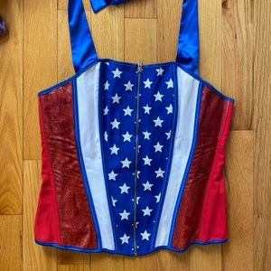 Customized red glitter panels. Torrid Plus Size 1 USA Patriotic Bustier Corset